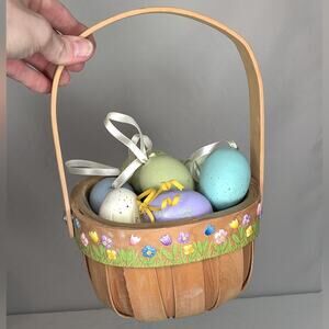 Wooden‎ Easter Basket Floral Tulip Decor